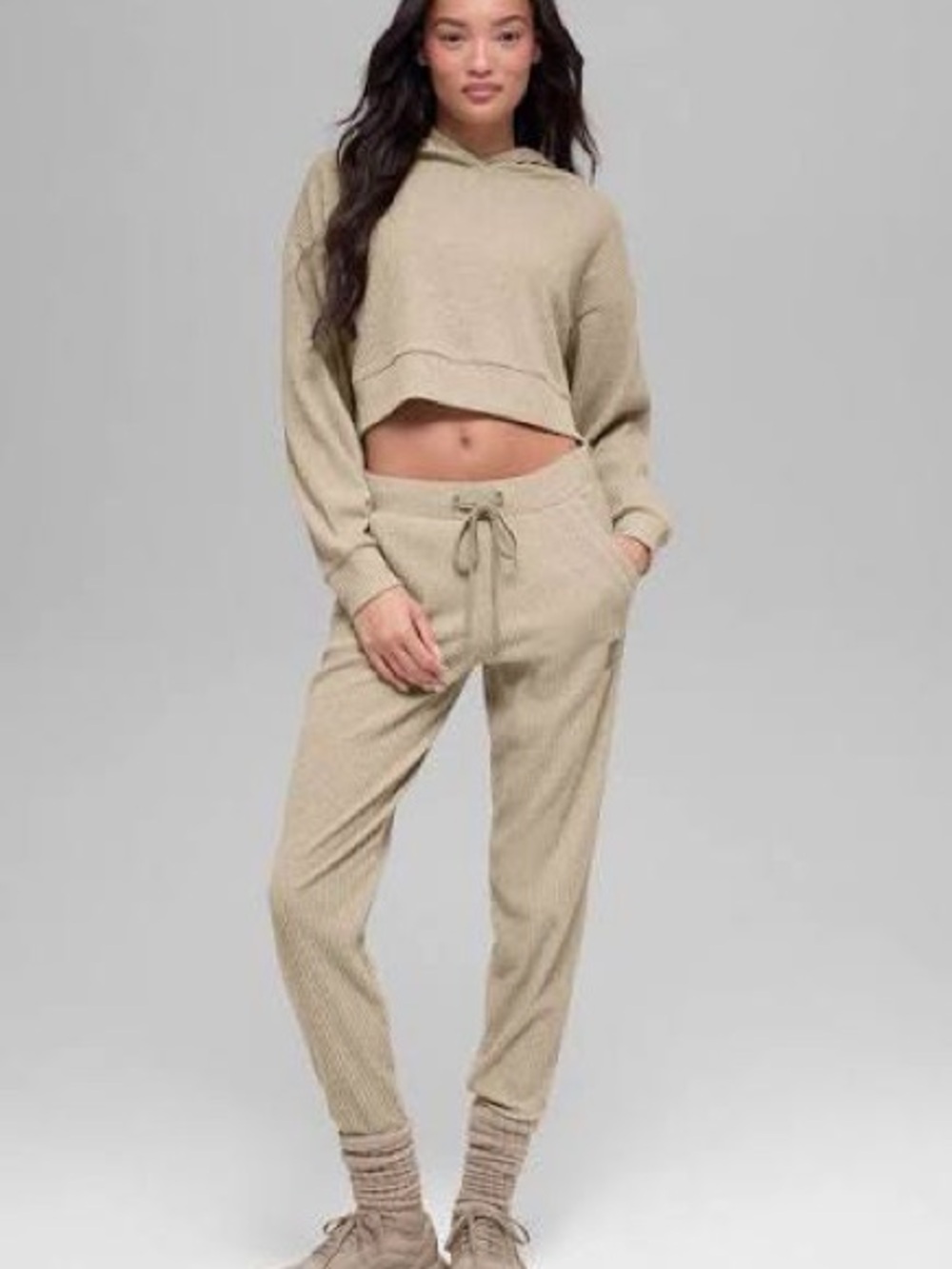 Alo Yoga - Muse Set ( Hoodie + Jogger ) in Gravel Heather - size S/XS - Picture 2 of 10